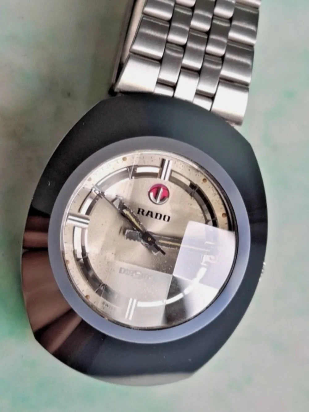 Rado Silver-Tone Watch with Red Accent